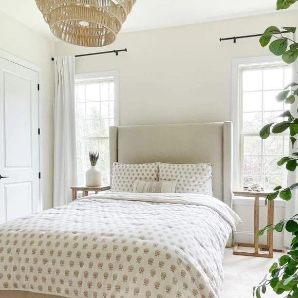 Full/Queen Lofty Cotton Slub Woodblock Print Floral Quilt Threshold Studio McGee - Picture 5 of 9